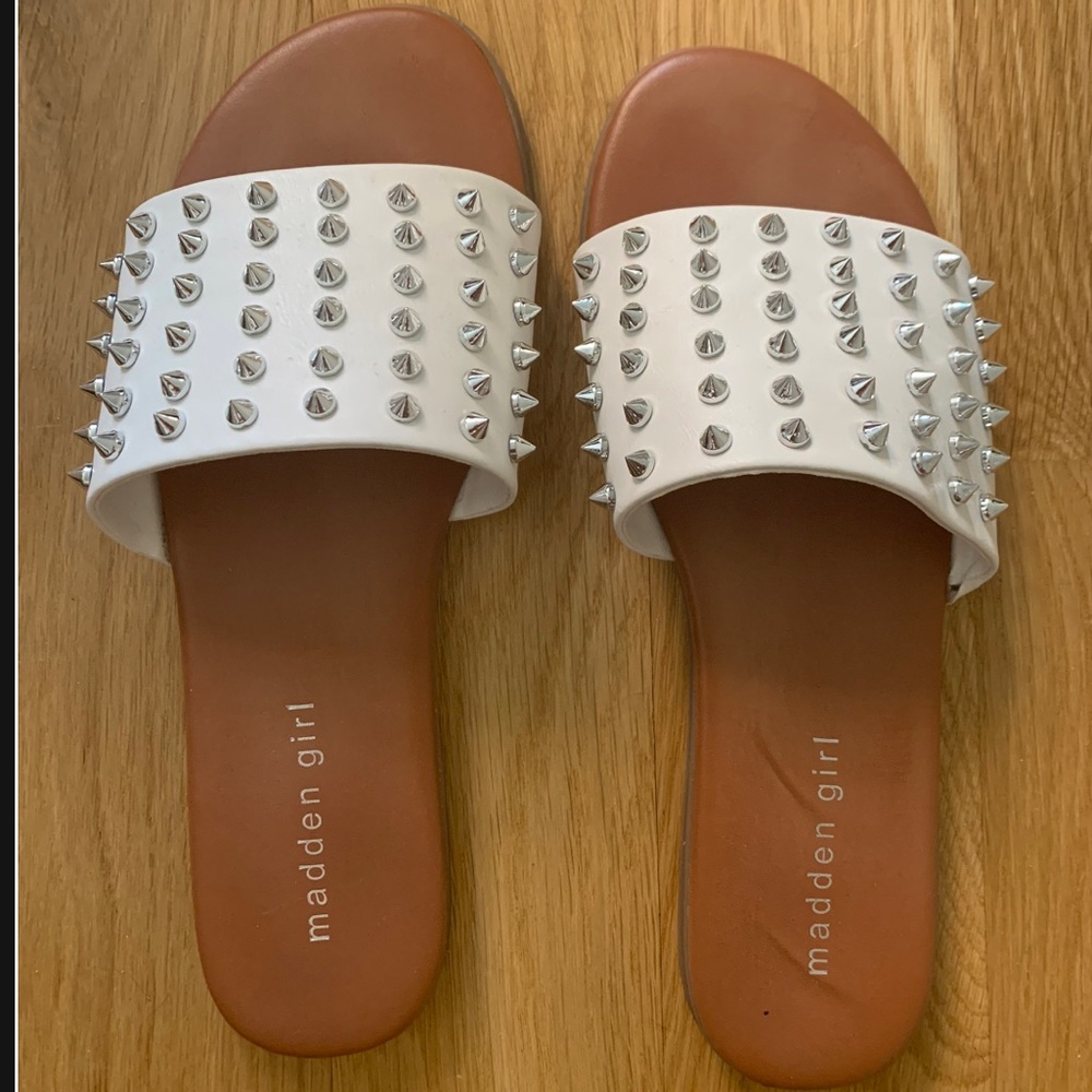 White studded sandals